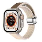 For Apple Watch Ultra 49mm Magnetic Folding Leather Silicone Watch Band(Apricot Brown) - 1