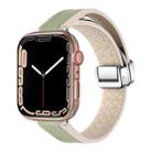For Apple Watch Series 8 41mm Magnetic Folding Leather Silicone Watch Band(Grass Green) - 1