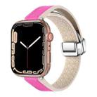 For Apple Watch Series 7 41mm Magnetic Folding Leather Silicone Watch Band(Rose Red) - 1