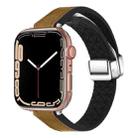 For Apple Watch SE 44mm Magnetic Folding Leather Silicone Watch Band(Crazy Horse Brown) - 1