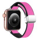 For Apple Watch Series 4 40mm Magnetic Folding Leather Silicone Watch Band(Rose Pink on Black) - 1