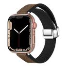 For Apple Watch Series 3 42mm Magnetic Folding Leather Silicone Watch Band(Dark Brown) - 1