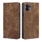 For Nothing Phone 2 RFID Anti-theft Brush Magnetic Leather Phone Case(Brown) - 1