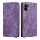 For Nothing Phone 2 RFID Anti-theft Brush Magnetic Leather Phone Case(Purple) - 1