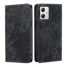For Motorola Moto G54 5G EU Edition RFID Anti-theft Brush Magnetic Leather Phone Case(Black) - 1