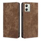 For Motorola Moto G54 5G EU Edition RFID Anti-theft Brush Magnetic Leather Phone Case(Brown) - 1