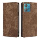 For Motorola Edge 40 Neo 5G RFID Anti-theft Brush Magnetic Leather Phone Case(Brown) - 1