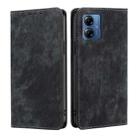 For Motorola Moto G14 4G RFID Anti-theft Brush Magnetic Leather Phone Case(Black) - 1