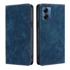 For Motorola Moto G14 4G RFID Anti-theft Brush Magnetic Leather Phone Case(Blue) - 1