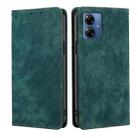 For Motorola Moto G14 4G RFID Anti-theft Brush Magnetic Leather Phone Case(Green) - 1