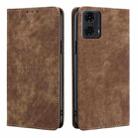 For Motorola Moto G24 4G RFID Anti-theft Brush Magnetic Leather Phone Case(Brown) - 1