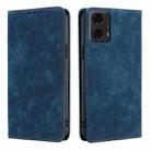 For Motorola Moto G24 4G RFID Anti-theft Brush Magnetic Leather Phone Case(Blue) - 1