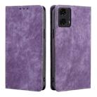 For Motorola Moto G24 4G RFID Anti-theft Brush Magnetic Leather Phone Case(Purple) - 1