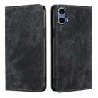 For Motorola Moto G34 5G RFID Anti-theft Brush Magnetic Leather Phone Case(Black) - 1