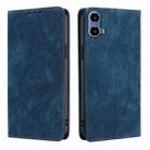 For Motorola Moto G34 5G RFID Anti-theft Brush Magnetic Leather Phone Case(Blue) - 1