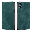 For Motorola Moto G34 5G RFID Anti-theft Brush Magnetic Leather Phone Case(Green) - 1