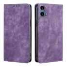 For Motorola Moto G34 5G RFID Anti-theft Brush Magnetic Leather Phone Case(Purple) - 1