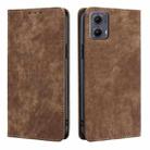For Motorola Edge 5G 2024 RFID Anti-theft Brush Magnetic Leather Phone Case(Brown) - 1