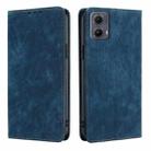 For Motorola Edge 5G 2024 RFID Anti-theft Brush Magnetic Leather Phone Case(Blue) - 1