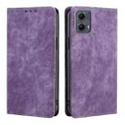 For Motorola Edge 5G 2024 RFID Anti-theft Brush Magnetic Leather Phone Case(Purple) - 1