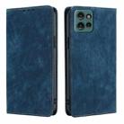 For Motorola Edge 50 5G RFID Anti-theft Brush Magnetic Leather Phone Case(Blue) - 1