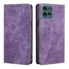 For Motorola Edge 50 5G RFID Anti-theft Brush Magnetic Leather Phone Case(Purple) - 1