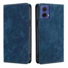 For Motorola Moto G85 5G RFID Anti-theft Brush Magnetic Leather Phone Case(Blue) - 1