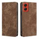 For Motorola Moto G Stylus 5G 2024 RFID Anti-theft Brush Magnetic Leather Phone Case(Brown) - 1