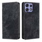 For Motorola Edge 50 Pro 5G RFID Anti-theft Brush Magnetic Leather Phone Case(Black) - 1