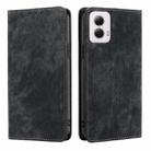 For Motorola Moto G Power 5G 2024 RFID Anti-theft Brush Magnetic Leather Phone Case(Black) - 1