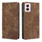 For Motorola Moto G Power 5G 2024 RFID Anti-theft Brush Magnetic Leather Phone Case(Brown) - 1