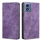 For Motorola Moto G 5G 2024 RFID Anti-theft Brush Magnetic Leather Phone Case(Purple) - 1