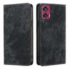 For Motorola Edge 50 Fusion 5G RFID Anti-theft Brush Magnetic Leather Phone Case(Black) - 1