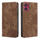 For Motorola Edge 50 Fusion 5G RFID Anti-theft Brush Magnetic Leather Phone Case(Brown) - 1