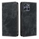 For Motorola Edge 50 Neo 5G RFID Anti-theft Brush Magnetic Leather Phone Case(Black) - 1