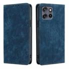 For Motorola Edge 50 Neo 5G RFID Anti-theft Brush Magnetic Leather Phone Case(Blue) - 1