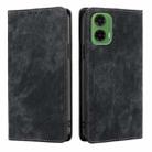 For Motorola Moto G35 5G RFID Anti-theft Brush Magnetic Leather Phone Case(Black) - 1