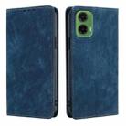 For Motorola Moto G35 5G RFID Anti-theft Brush Magnetic Leather Phone Case(Blue) - 1