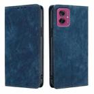 For Motorola Moto G55 5G RFID Anti-theft Brush Magnetic Leather Phone Case(Blue) - 1