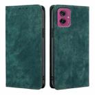 For Motorola Moto G55 5G RFID Anti-theft Brush Magnetic Leather Phone Case(Green) - 1
