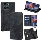 For Motorola Moto G 5G 2025 RFID Anti-theft Brush Magnetic Leather Phone Case(Black) - 1