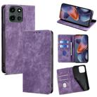 For Motorola Moto G 5G 2025 RFID Anti-theft Brush Magnetic Leather Phone Case(Purple) - 1