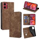 For Motorola Moto G05 RFID Anti-theft Brush Magnetic Leather Phone Case(Brown) - 1