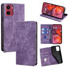 For Motorola Moto G05 RFID Anti-theft Brush Magnetic Leather Phone Case(Purple) - 1