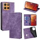 For Motorola Moto G15 / G15 Power RFID Anti-theft Brush Magnetic Leather Phone Case(Purple) - 1
