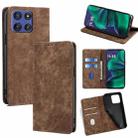 For Motorola Moto G Stylus 5G 2025 RFID Anti-theft Brush Magnetic Leather Phone Case(Brown) - 1