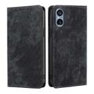 For Sony Xperia 5 V RFID Anti-theft Brush Magnetic Leather Phone Case(Black) - 1