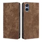 For Sony Xperia 5 V RFID Anti-theft Brush Magnetic Leather Phone Case(Brown) - 1