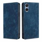 For Sony Xperia 5 V RFID Anti-theft Brush Magnetic Leather Phone Case(Blue) - 1
