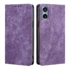 For Sony Xperia 5 V RFID Anti-theft Brush Magnetic Leather Phone Case(Purple) - 1